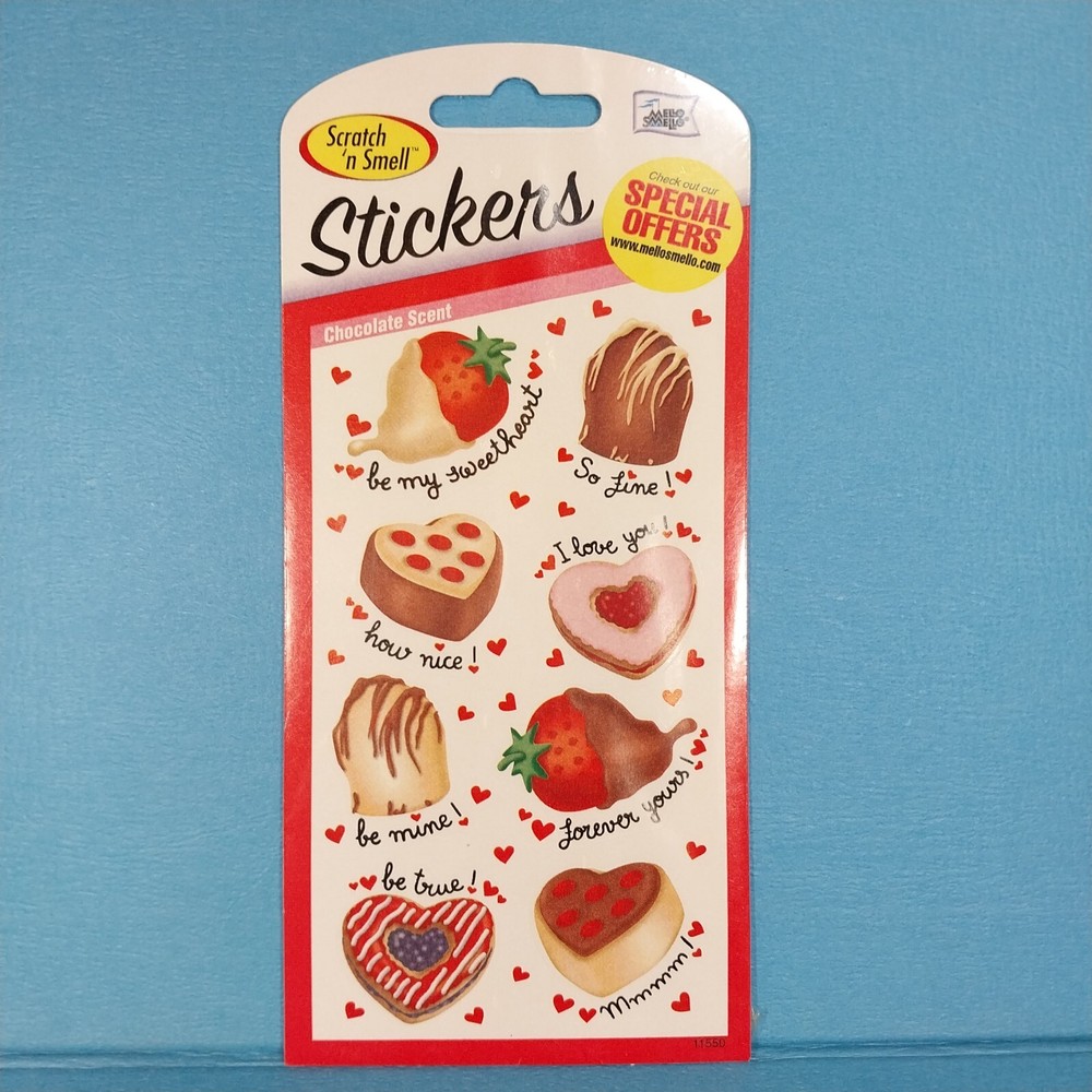 NEW Mello Smello Scratch ‘n Sniff Chocolates Scent Stickers Dessert Candy Cookie