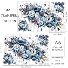 OLYCRAFT 3pcs/Set Cosmic Roses Rub on Transfers for Furniture and Rose