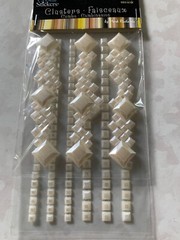 CRYSTAL STICKER 2 SHEETS CLUSTERS WHITE PEARL SQUARE CLUSTERS MULTI-SIZE 9PCS