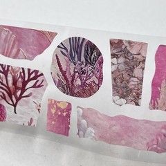 Vintage Style Pink Ocean Coral Collage Sticker Roll Junk Journal Scrapbooking