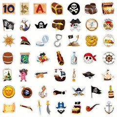 50pc Cool Pirate Stickers, Skeleton Decal, Pirate Ship Stickers Crafts For Boys