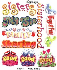 NRN Designs SISTER Best Friend Family Scrapbook Stickers 3 Sheets!