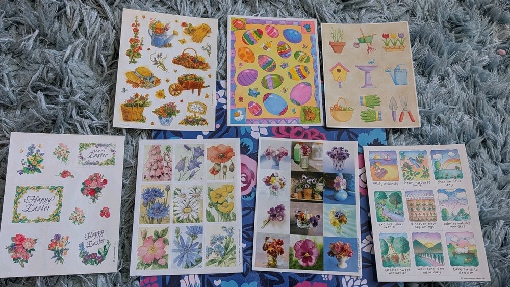 Vintage Stickers Easter Spring Hallmark Paper Art Lot 7 Sheets Storage Odor READ
