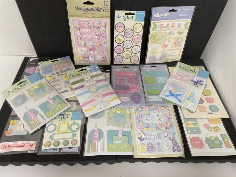 Newborn Baby Themed Dimensional Scrapbook Stickers Lot of 19 Daisy hill Etc