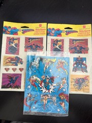 2 Vintage 1991 DC Comics SUPERMAN & 1 Vintage 1982 DC Comics Superhero stickers