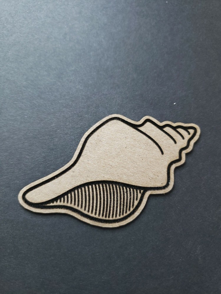 Chipboard Scrapbooking laser scored and cut die cut embellishment sea shell #1