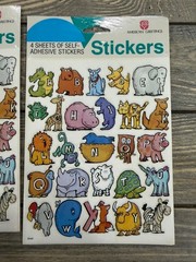 Vintage American Greetings Alphabet Animal Stickers 4 Sheets Self-Adhesive