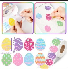 40 PCs ~1.2×1.3 Inch Easter Egg Shaped Holographic Pastel Colorful Stickers