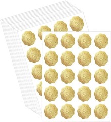 10/500 Pcs Gold Embossed Wax Seal Looking Heart Envelope Seals for Wedding Party