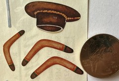 AUSTRALIA Stickers(7pc)Creative Memories •Flags•Boomerang￼•Hats•Card Making•