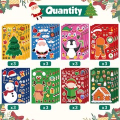 24 Sheets DIY Christmas Stickers Stocking Stuffers Games Activity Party Favors