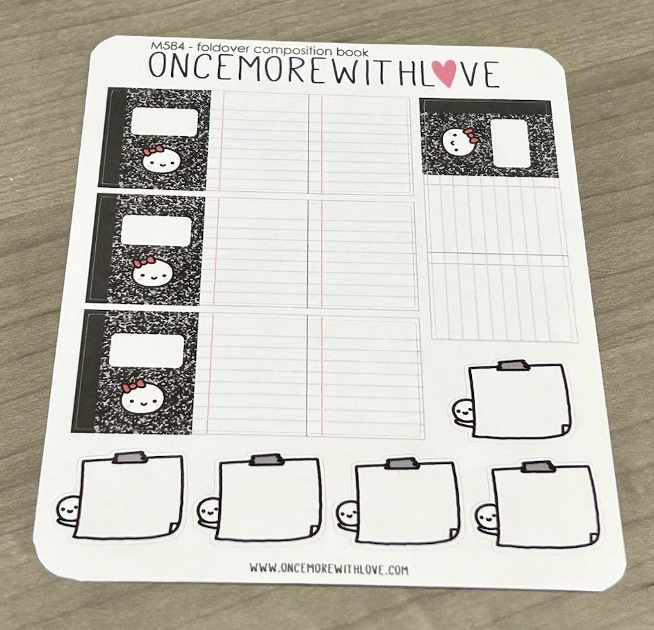 NEW Once More With Love ❤️ Foldover Composition Book Sticker Sheet OMWL Stickers