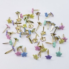 50 Mini Star Brads 5 Pastel Colors Stars Fasteners Paper Art Scrapbooking Crafts
