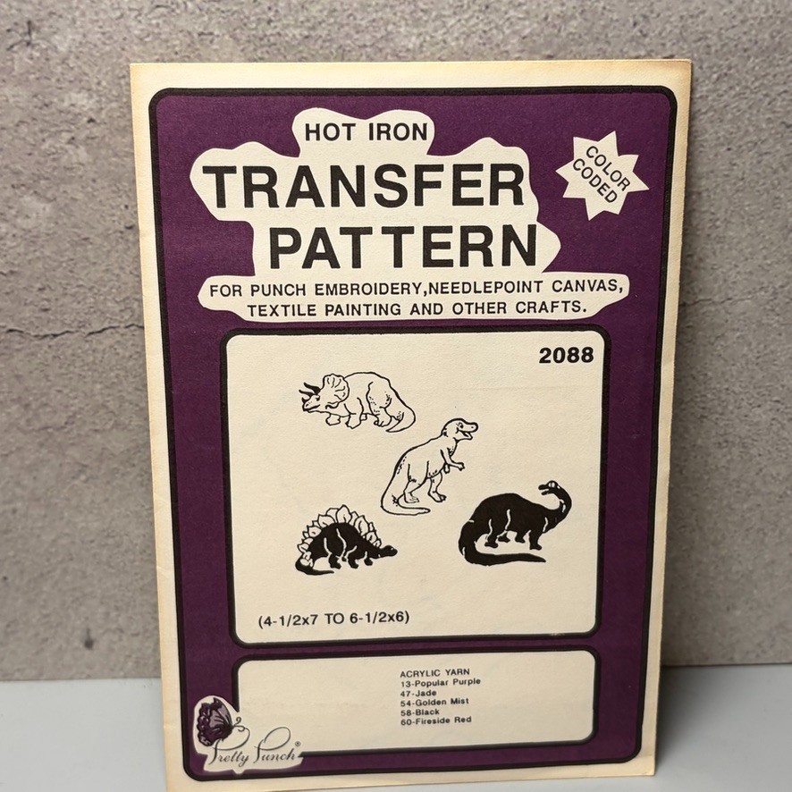 VTG MCM Transfer Pattern Hot Iron On Punch Embroidery Needle Point Dinosaurs