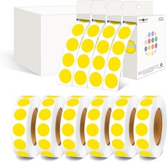 10000pcs 1/2 Inch Diameter Round Color-Code Dot Stickers, 10 Rolls Adhesive Y…