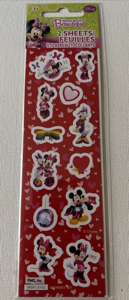 Disney Mickey Minnie Mouse And Friends Valentines Stickers 2 Sheets New