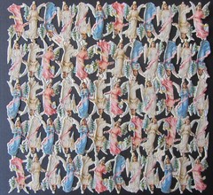 Vintage Diecuts 60 Tiny Angels Cherubs w Sm Tree Scrap Paper Heller #99 Austria