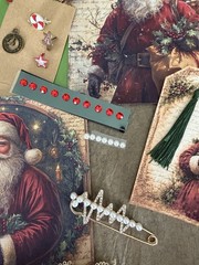 Vintage Christmas Junk Journal Kit Ephemera Bundle Santa Tags Tickets 100+ Pc