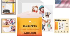 Versatile Printable Vinyl Sticker Paper 100 Sheets Glossy for Indoor Outdoor Use