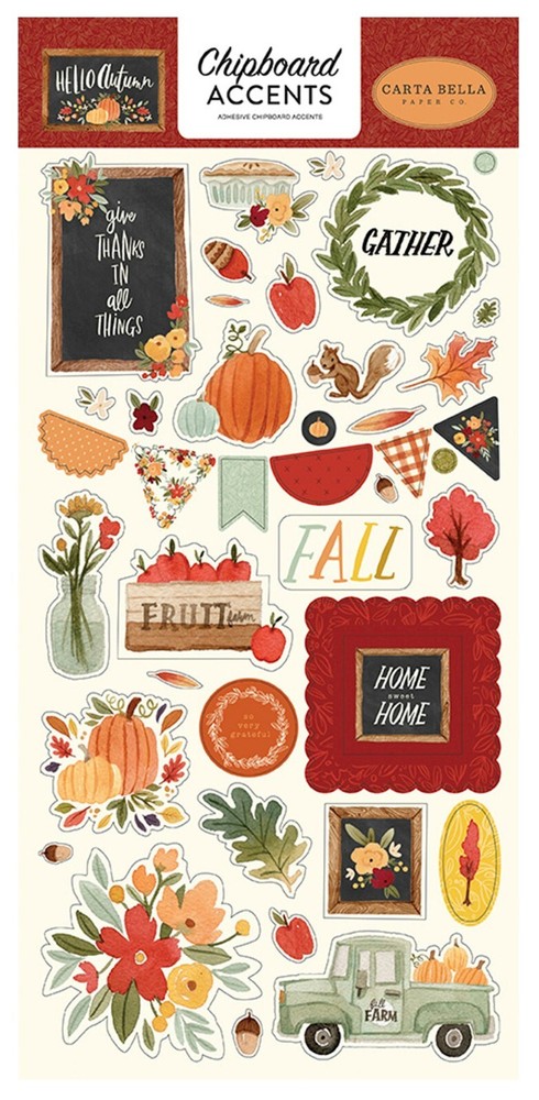 Carta Bella Paper HELLO AUTUMN 6×13 Sheet of Chipboard Accents