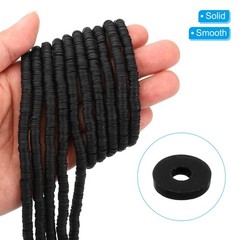6mm Polymer Clay Beads Spacer, 1750Pcs 5 Strands Round Spacer, Black