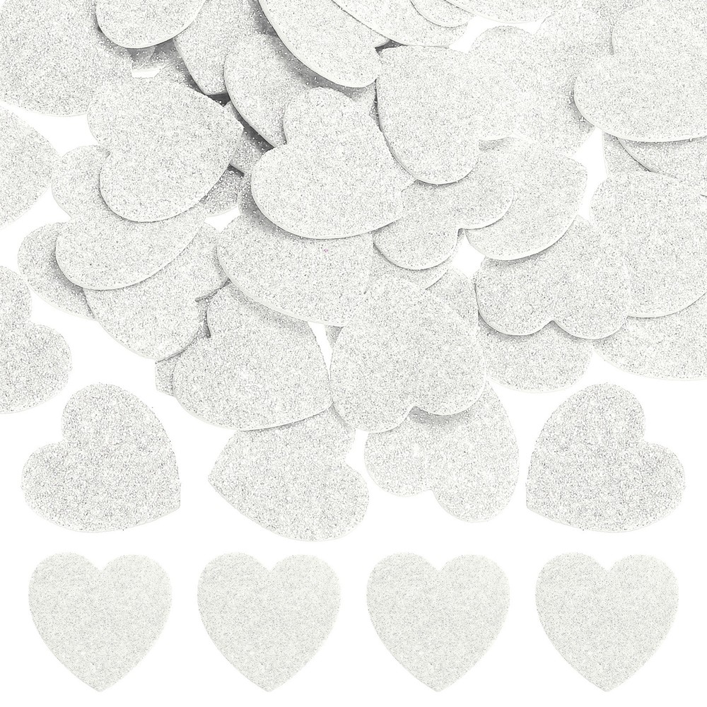 1″x1″ Heart Foam Stickers, 120Pcs EVA Glitters Foam Shape Sticker, White