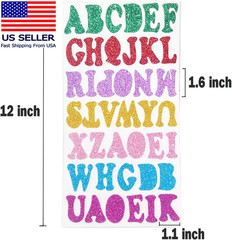 5 Sheets 210PCS Colorful Glittery Foam Self Adhesive Letters Stickers,Foam Lette