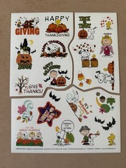 Charles Schulz Peanuts Snoopy Halloween Thanksgiving Sticker Sheet Large Format