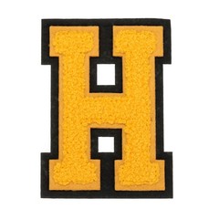 4″ Chenille Letter Patches,Yellow Chenille Initial A-Z Patches (Letter H)
