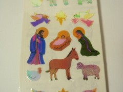 Vintage 1990 Sandylion Mother of Pearl Christmas Nativity Stickers *SEALED*