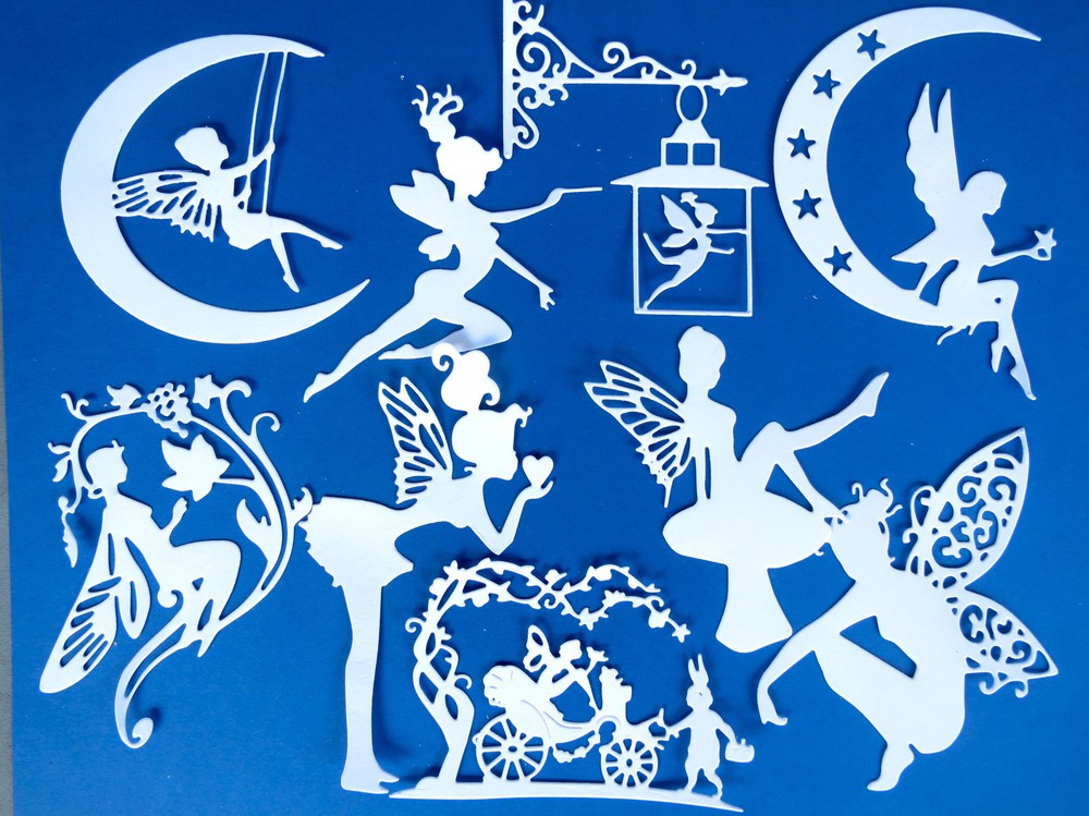Fairies #2 Fairy Intricate Paper Die Cut Embellishments scrapbooking 9 pc White