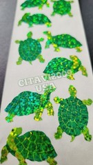 HAMBLY STUDIOS STICKERS PRISMATIC /GLITTER *GREEN TURTLES * RARE VINTAGE