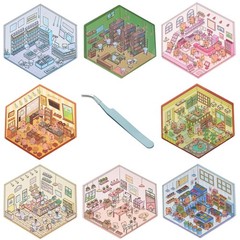 Zxvskr 8 Sets DIY 3D House Stickers Cartoon Colourful Convenience Fruit Flower