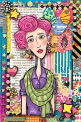 WHIMSICAL WOMAN POSTCARDS, Quirky, 4 pcs, Scrapbook Card Topper Junk Journal Art
