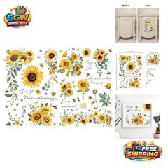 Artisan-Quality Sunflowers and Bees Transfers – 12»x18» for Crafts and Decor