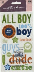Vintage Sticko Classic Glitter stickers ALL BOY theme 70642 FAST FREE ship!