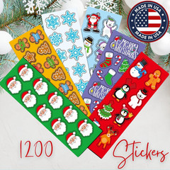1200 Christmas Stickers – 100 Sheet Assortment for Kids, Holiday Party Favors