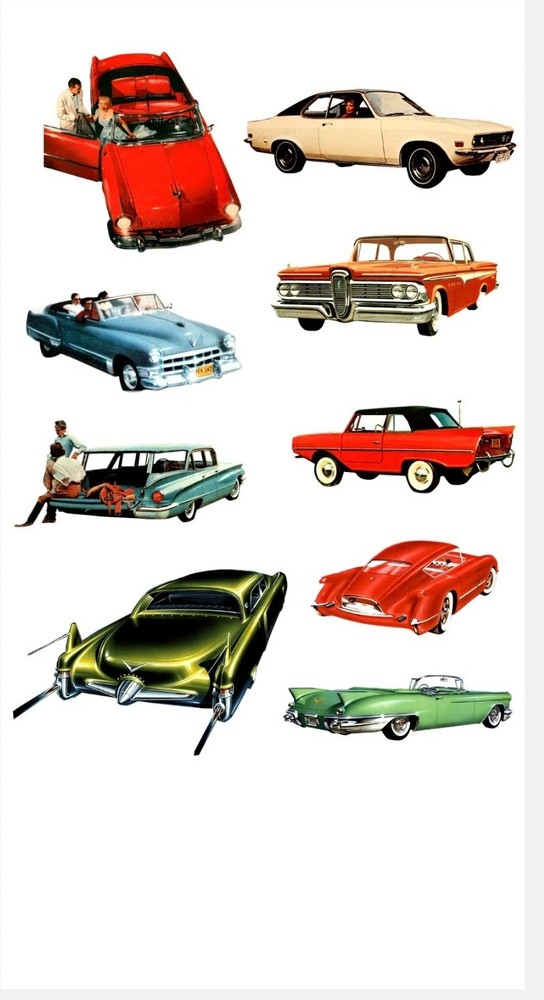 Vintage Classic Car Sticker Sheet 1950s Retro Automobile Aesthetic Vinyl Decals