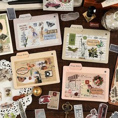 Maxleaf Vintage Washi Sticker Set, 400PCS Floral Retro Nostalgic Multicolor