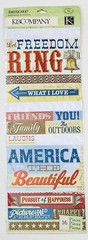 K&Company Embossed Stickers w/Foil Accents ~ Americana Words