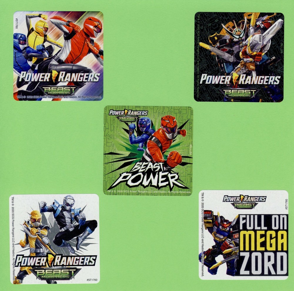 10 Power Rangers Beast Morphers – Large Stickers – Party Favors – Rewards