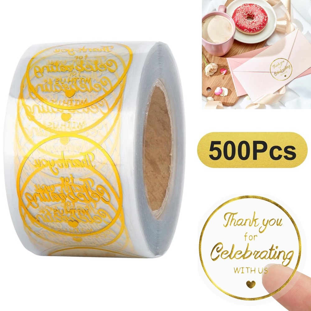 500Pcs 1 Inch Thank You For Celebrating With Us Stickers Wedding Party Favors