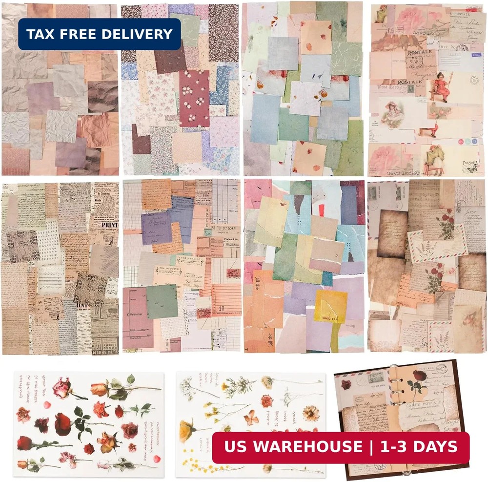 517 Pcs Vintage Scrapbook Paper,Scrapbook Supplies Stickers,Journaling Supplies
