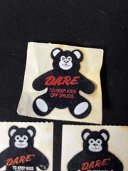 Vintage Stickers D.A.R.E. Fuzzy Bear Lion Lot Of 5 Dare Textured Black 80’s