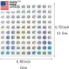 15 Sheets Mini Number Stickers 1 to 500 round Labels Stickers Consecutive Numbe