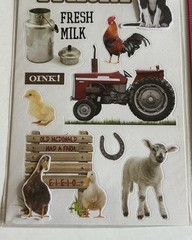 New Mambi Sticks AT THE FARM Stickers COW TRACTOR BARN DOG
