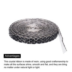 1 Pcs 3 Yards 10mm Self-Adhesive Crystal Rhinestone Ribbon Black