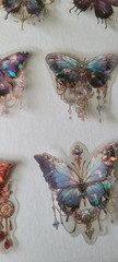 (BLH24) Lot 24pc Holographic Transparent Butterfly Stickers Multiple Uses