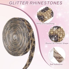 Rhinestone Ribbon 0.5″ x 3 Yard Self-Adhesive Rhinestone Strips (Leopard)