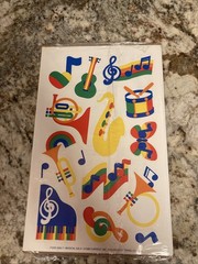 Vintage 1988 Current Inc NOS 3 Sheets MUSICAL GALA stickers – notes, instruments